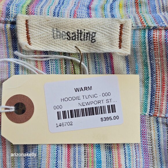 The Salting Linen Hoodie Coverup Tunic Size 000 Colorful Stripe - Picture 2 of 13